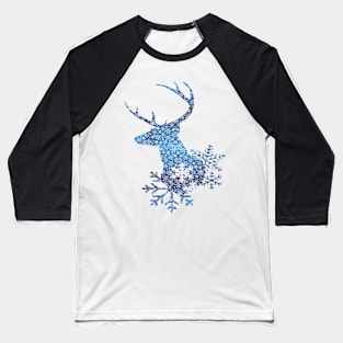 Christmas Snowflake Blue Gradient Deer Baseball T-Shirt